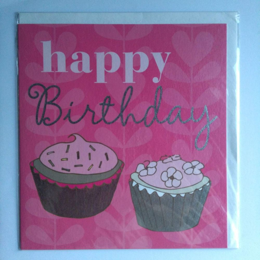 Birthday Card- Pink, Cakes