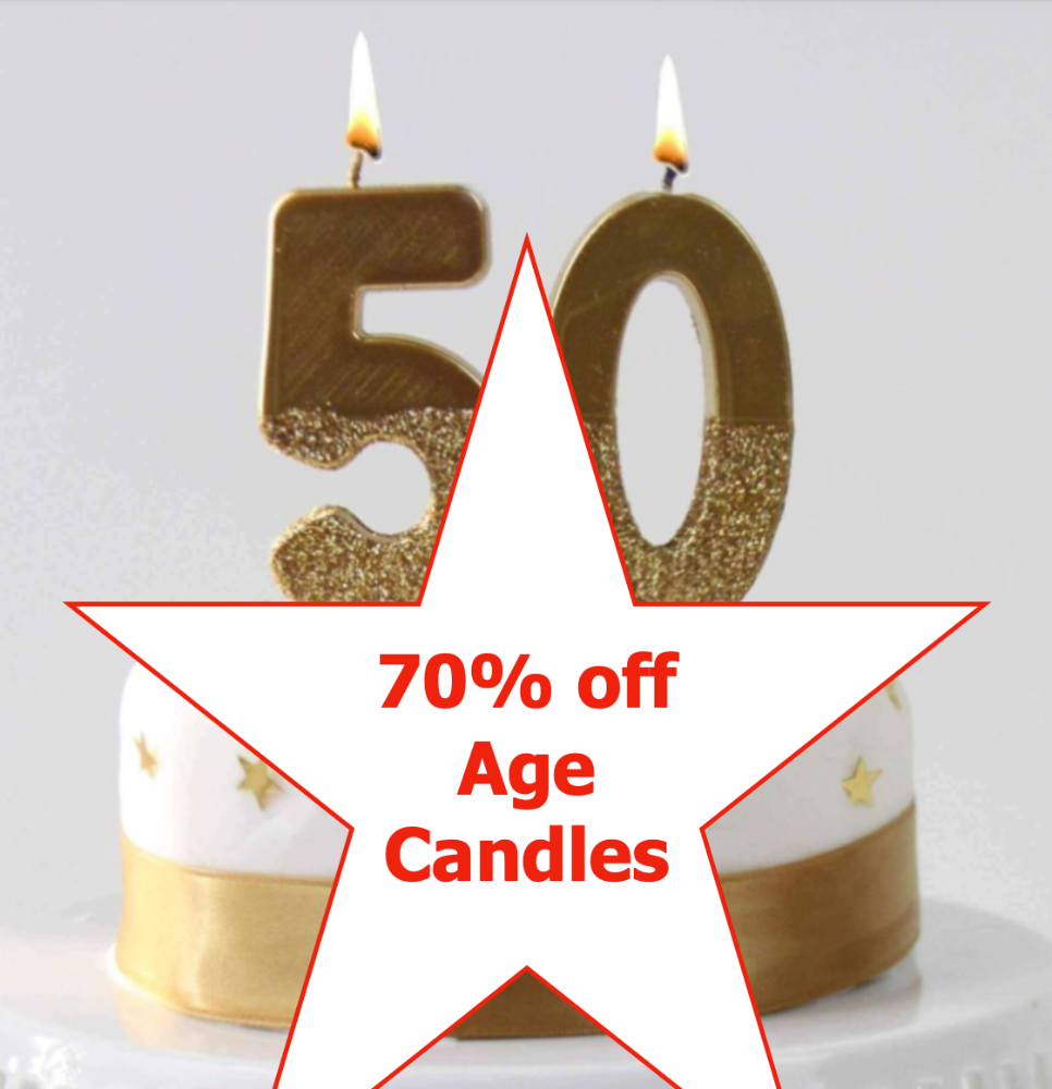 Birthday Candles, Age Gifts & Party Decorations