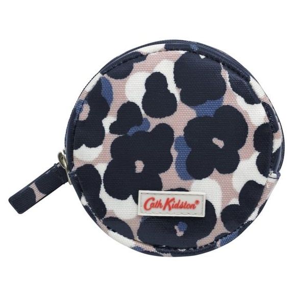 Leopard Flower Circle Coin Purse- Pink and Navy
