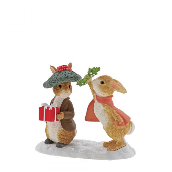 Flopsy and Benjamin Bunny Under the Mistletoe Figurine 