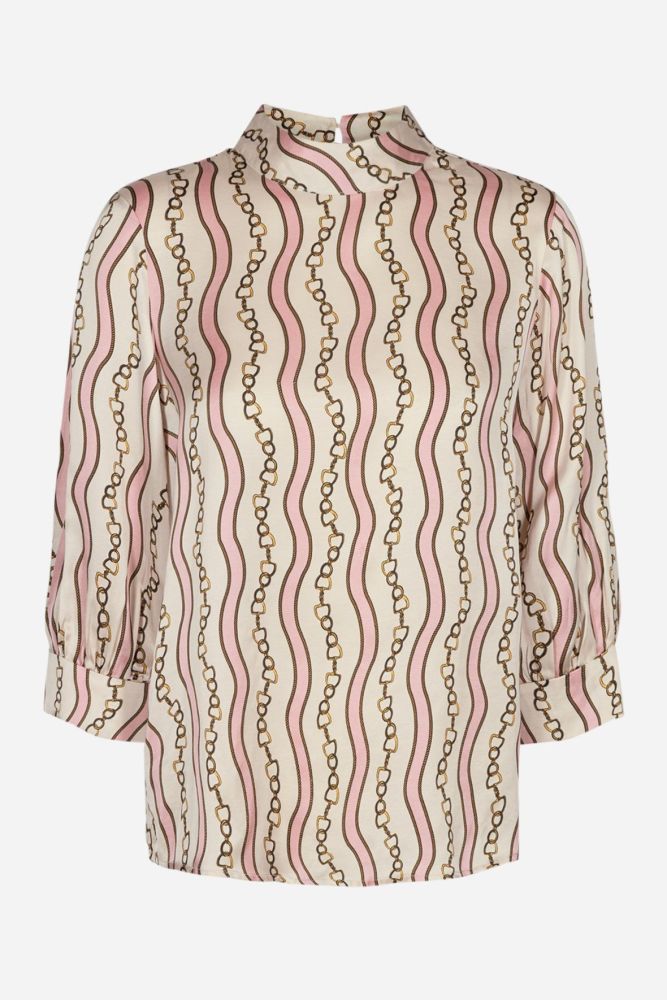 Pink/ Cream Blouse with chain pattern (Medium)- Soya Concept