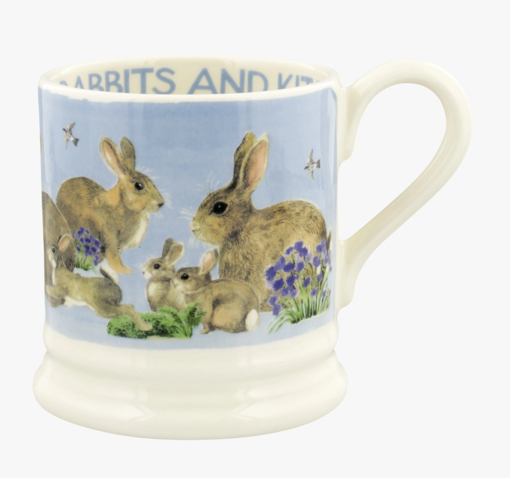 Bright New Morning Rabbits & Kits 1/2 Pint Mug