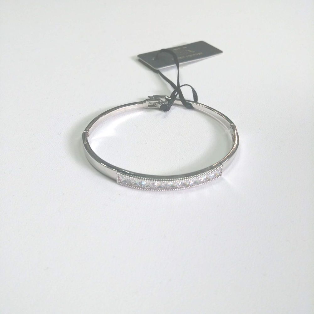 Silver Bangle (Small) with Jewelled Front