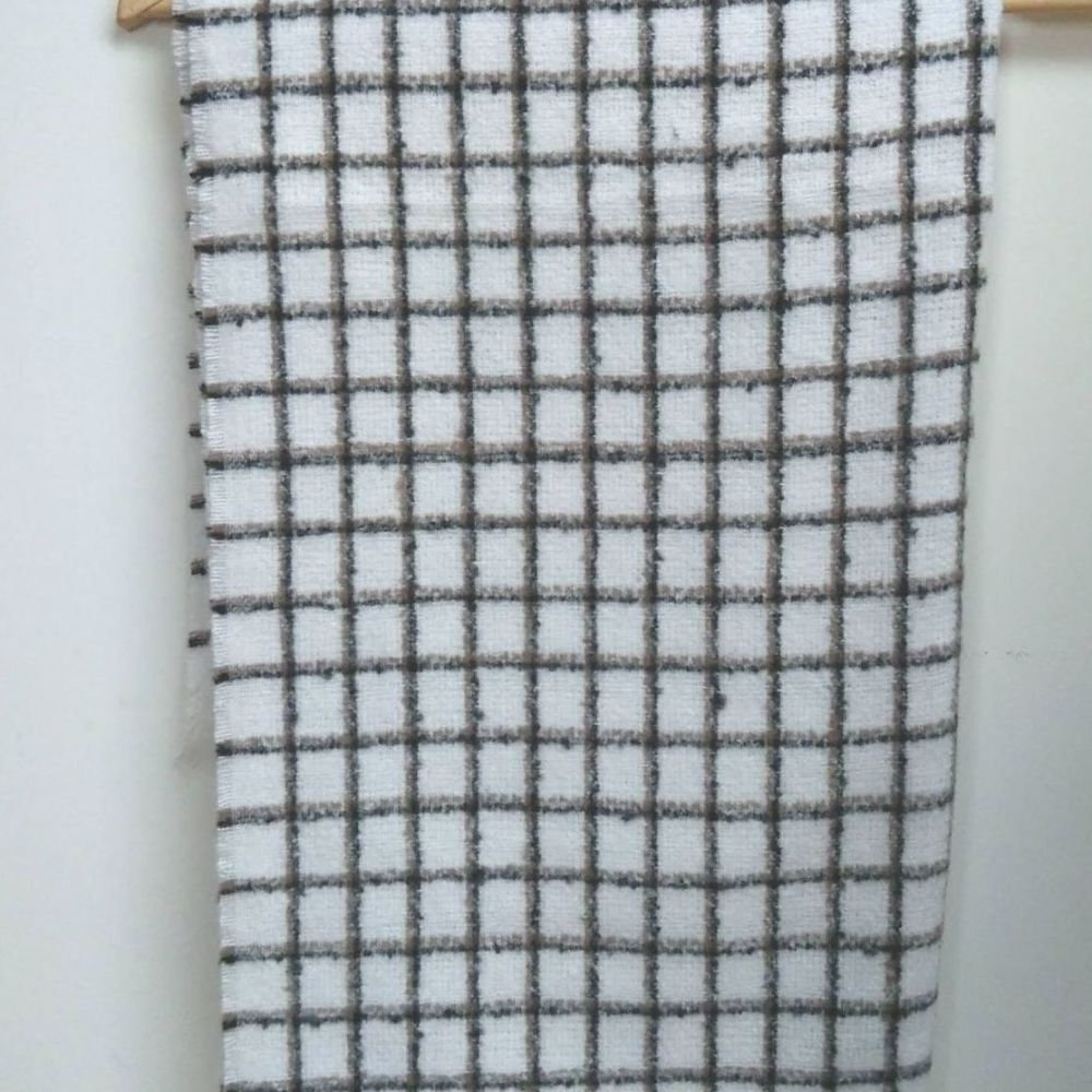 White and Black Checked Pattern Scarf
