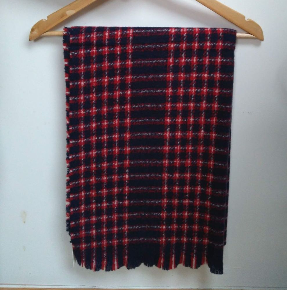 Navy blue and Red Chequered Effect Scarf