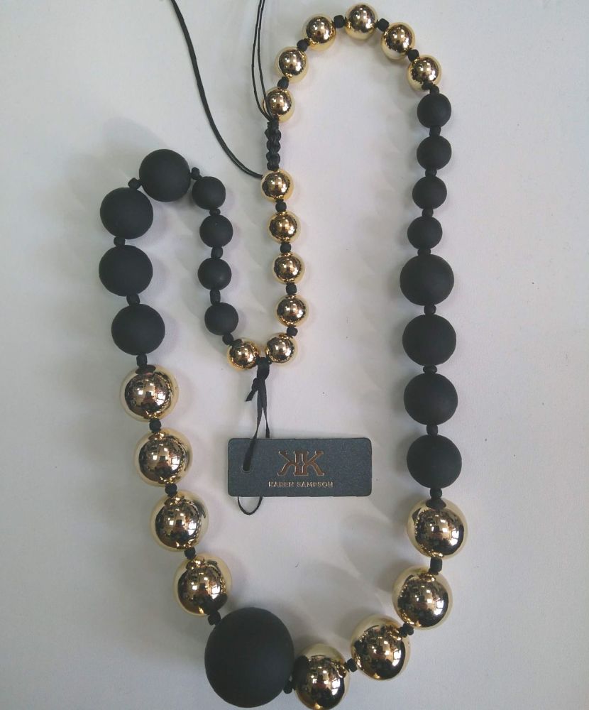 Black and Yellow Gold Bauble Effect Necklace