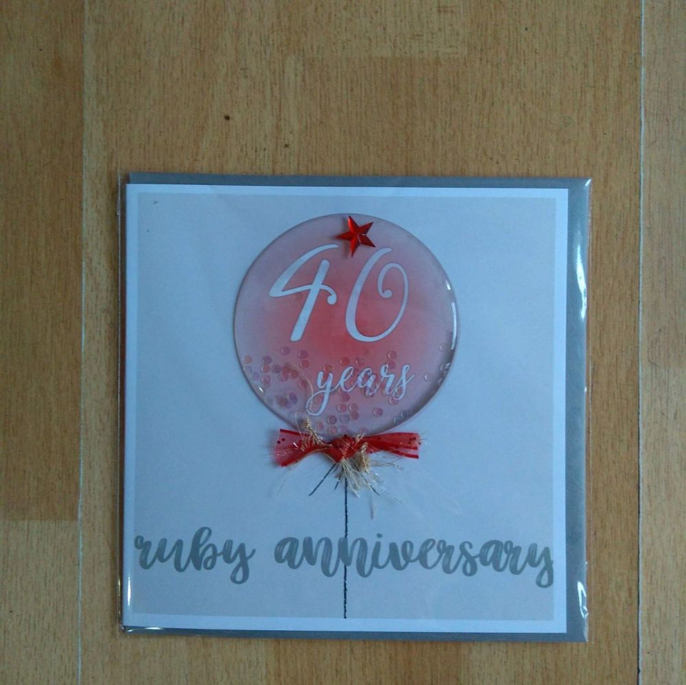 Anniversary Card-40th Ruby
