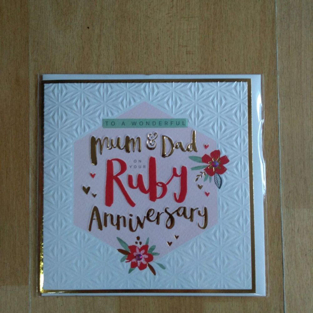 Anniversary Card- 40th Ruby Mum and Dad