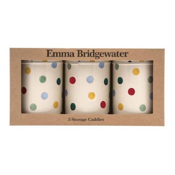 Set of 3 Round Tin Caddies Polka Dot- Emma Bridgewater