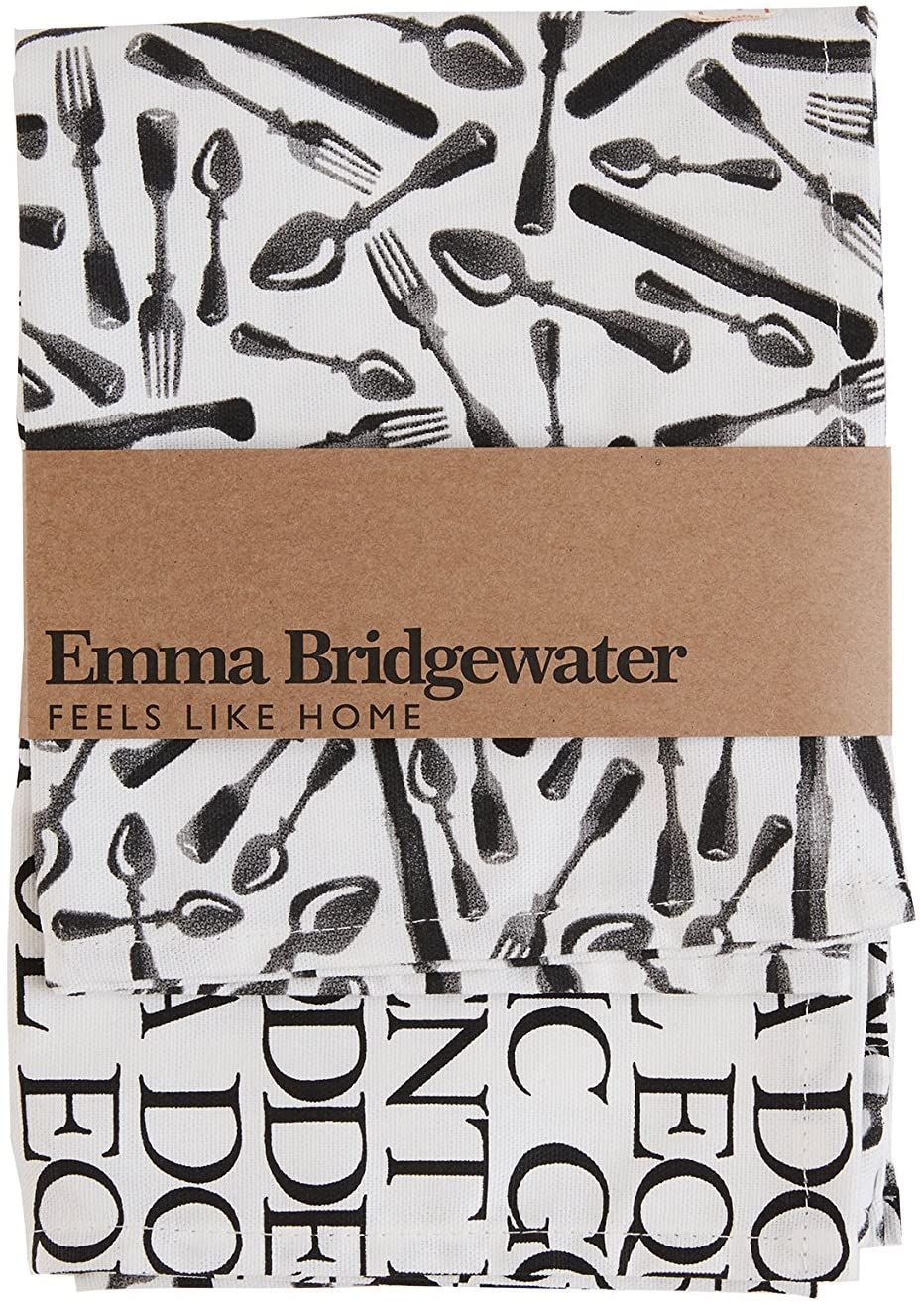 Scattered and Lettering (Forks and Knives) Set of 2 Tea Towels - Emma Bridg
