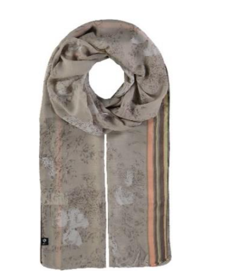 Washed Out Rose Pattern Taupe Scarf