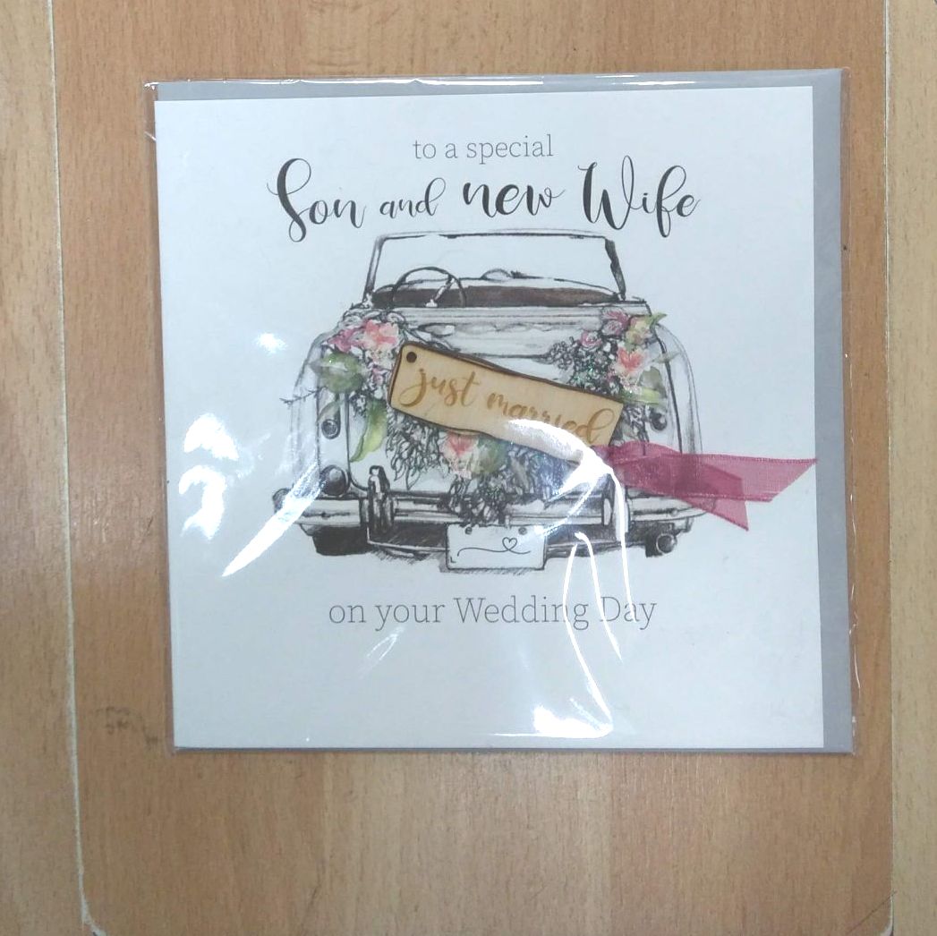 Son and New Wife on Wedding Day Card