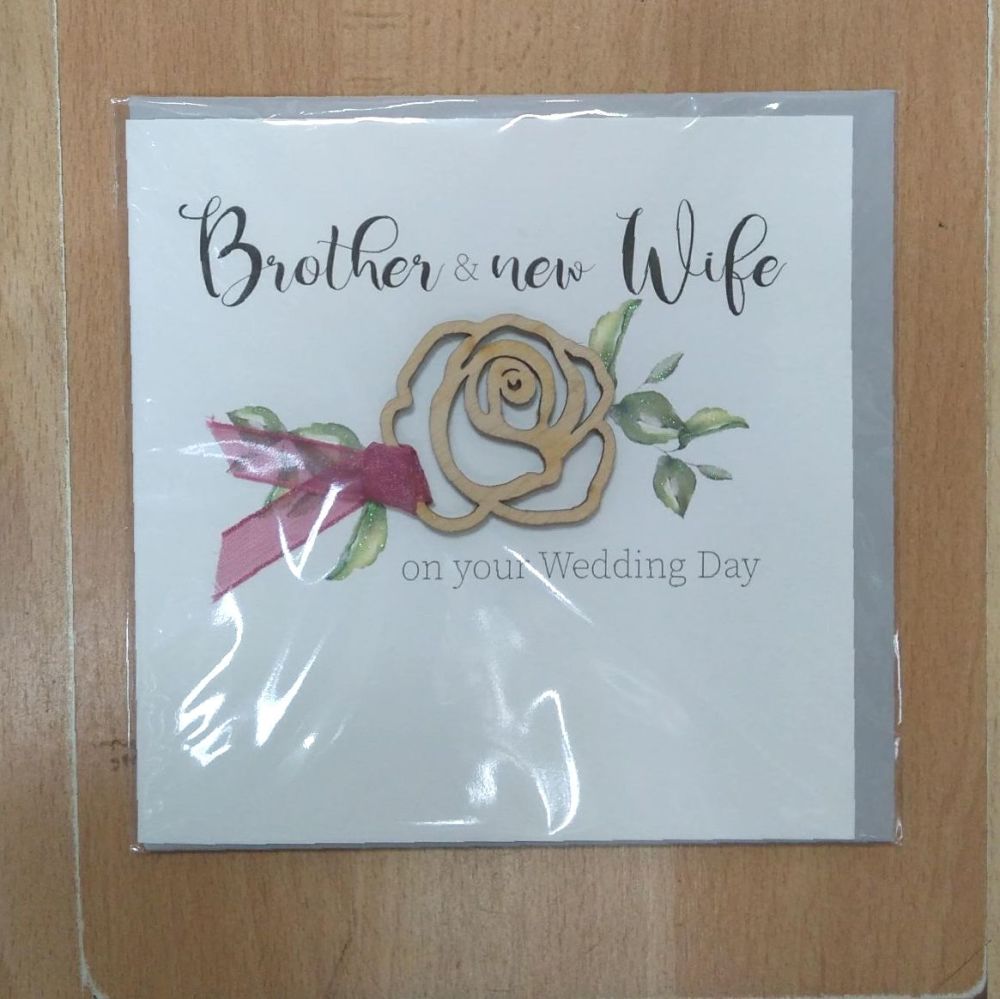 Brother and New Wife on Wedding Day Card