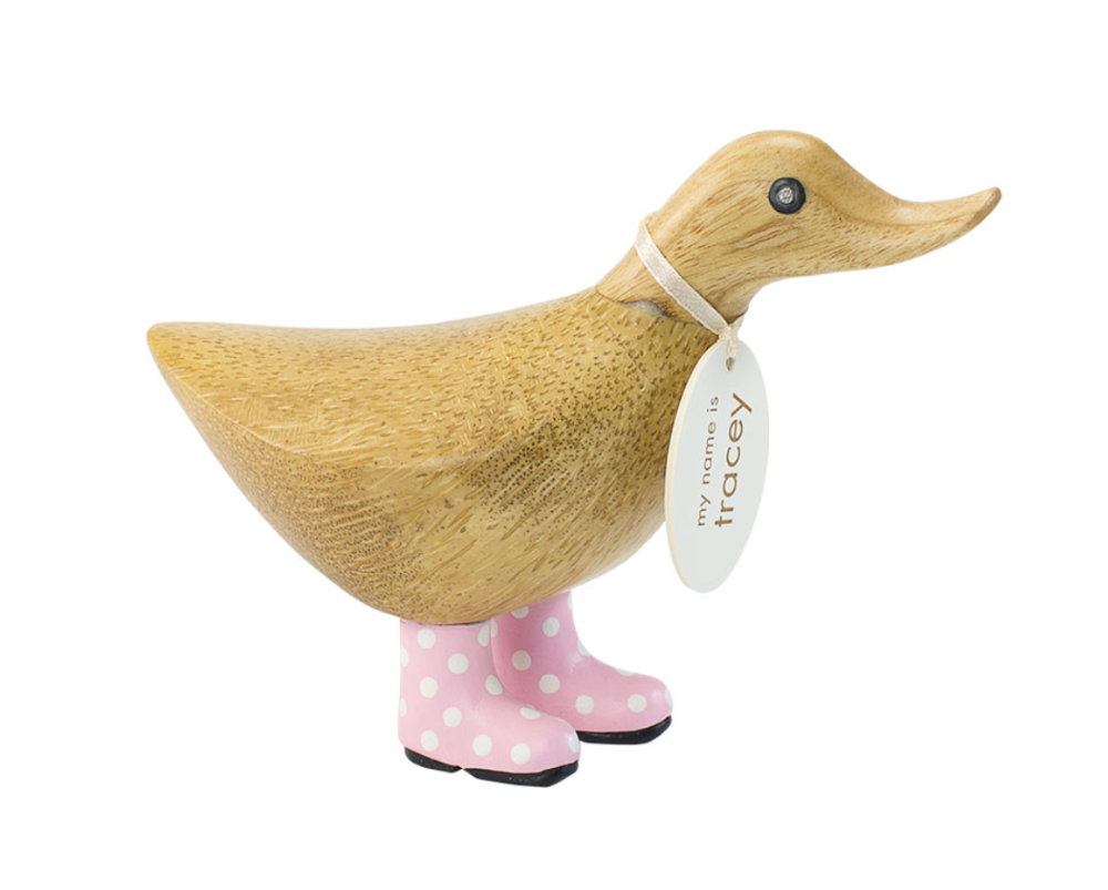DCUK Natural Welly Walking Ducky - Pink Spotty