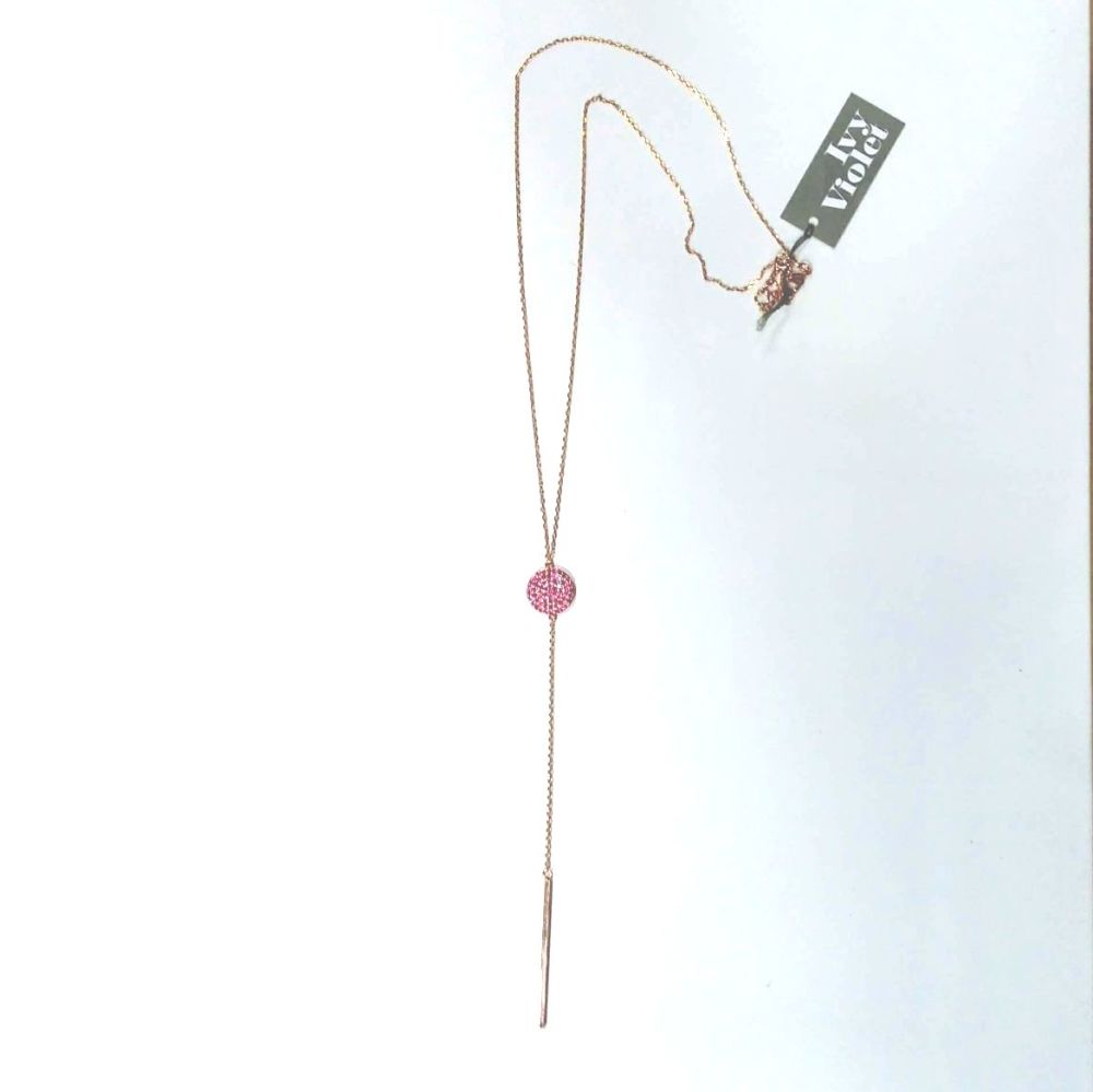 Rose Gold Necklace with Fuchsia Pendant