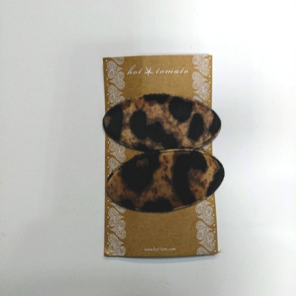 Brown Leopard Print Clips- Set of 2