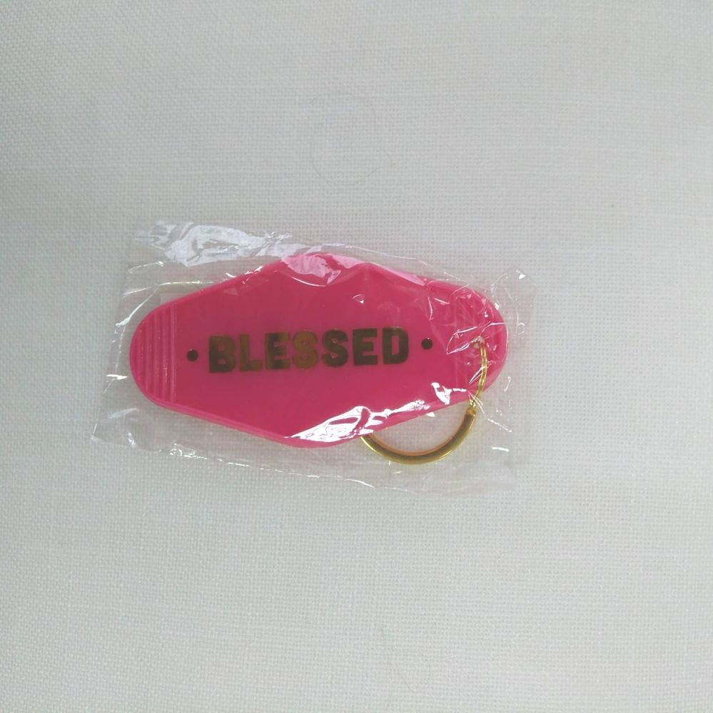 'Blessed" Pink Keyring