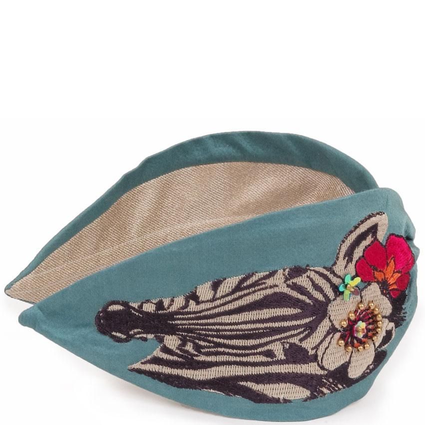 Embroidered Headband Floral Zebra