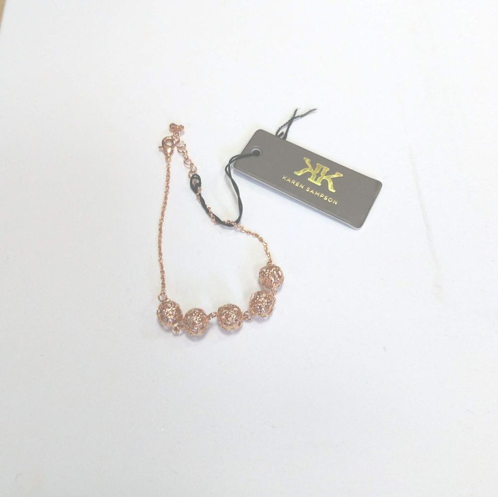Rose Gold Chain Bracelet with 5 Bauble Design