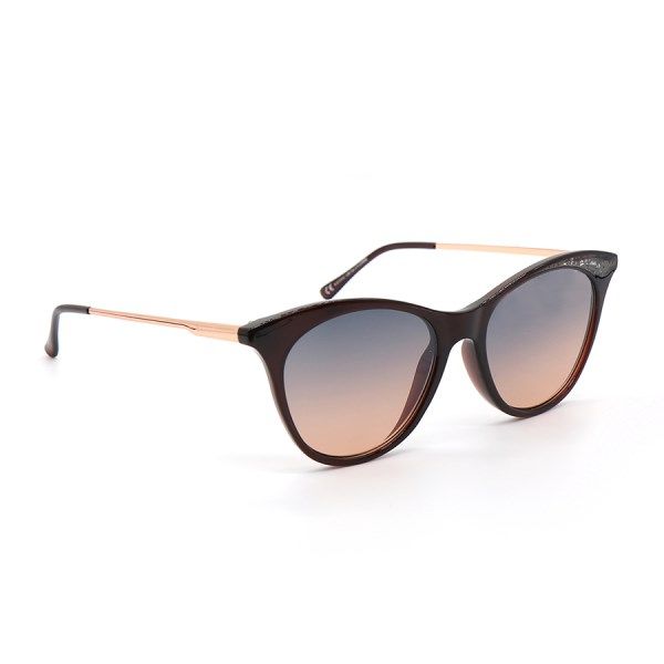Dark brown sunglasses with rose gold design elements