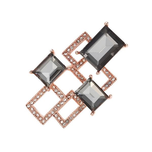 Rose Gold and Charcoal Coloured Square Sparkle Brooch
