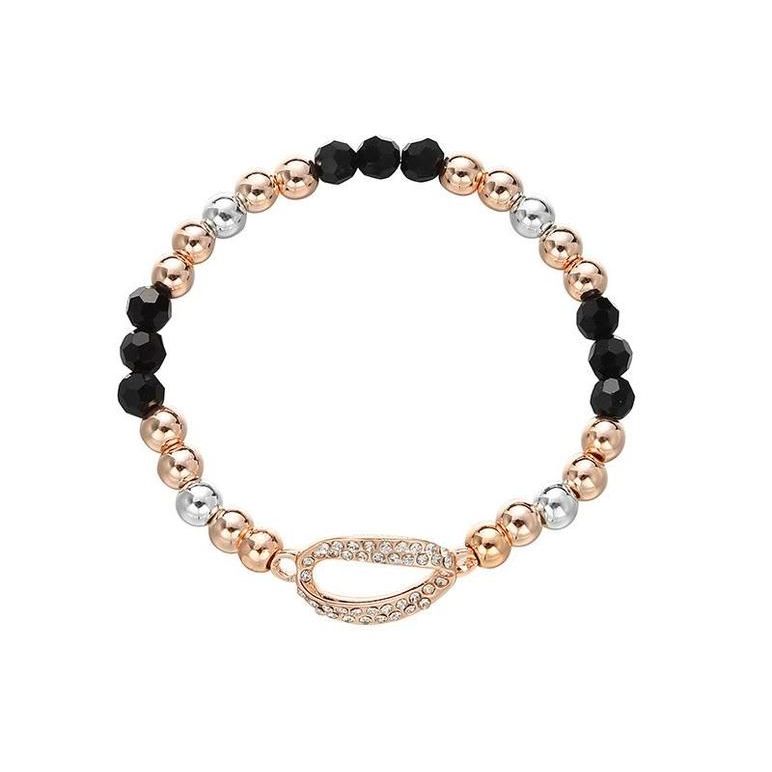 Elasticated Rose Gold and Black Bracelet with Jewels