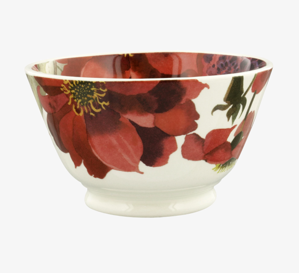 Flowers Red & Pink Dahlias Small Old Bowl