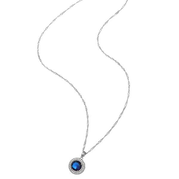 Silver Necklace with Blue Jewel Pendant