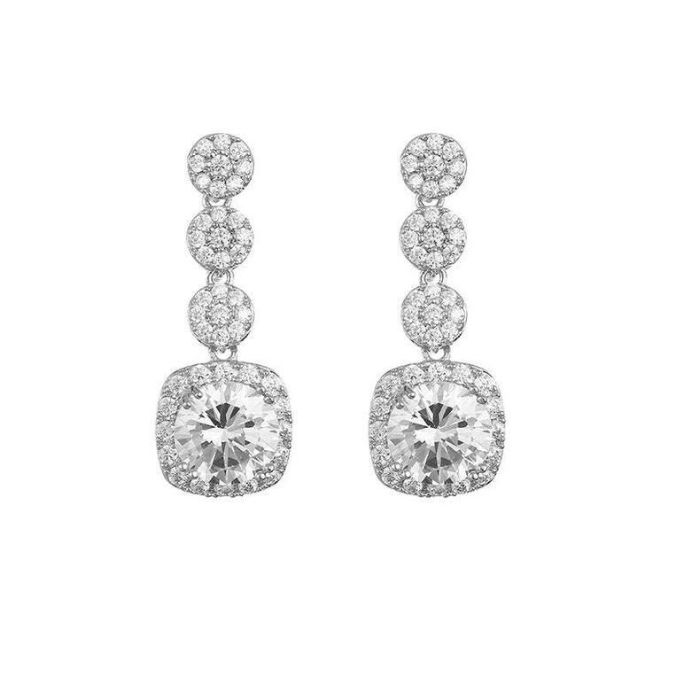Drop Square Diamanté Earrings