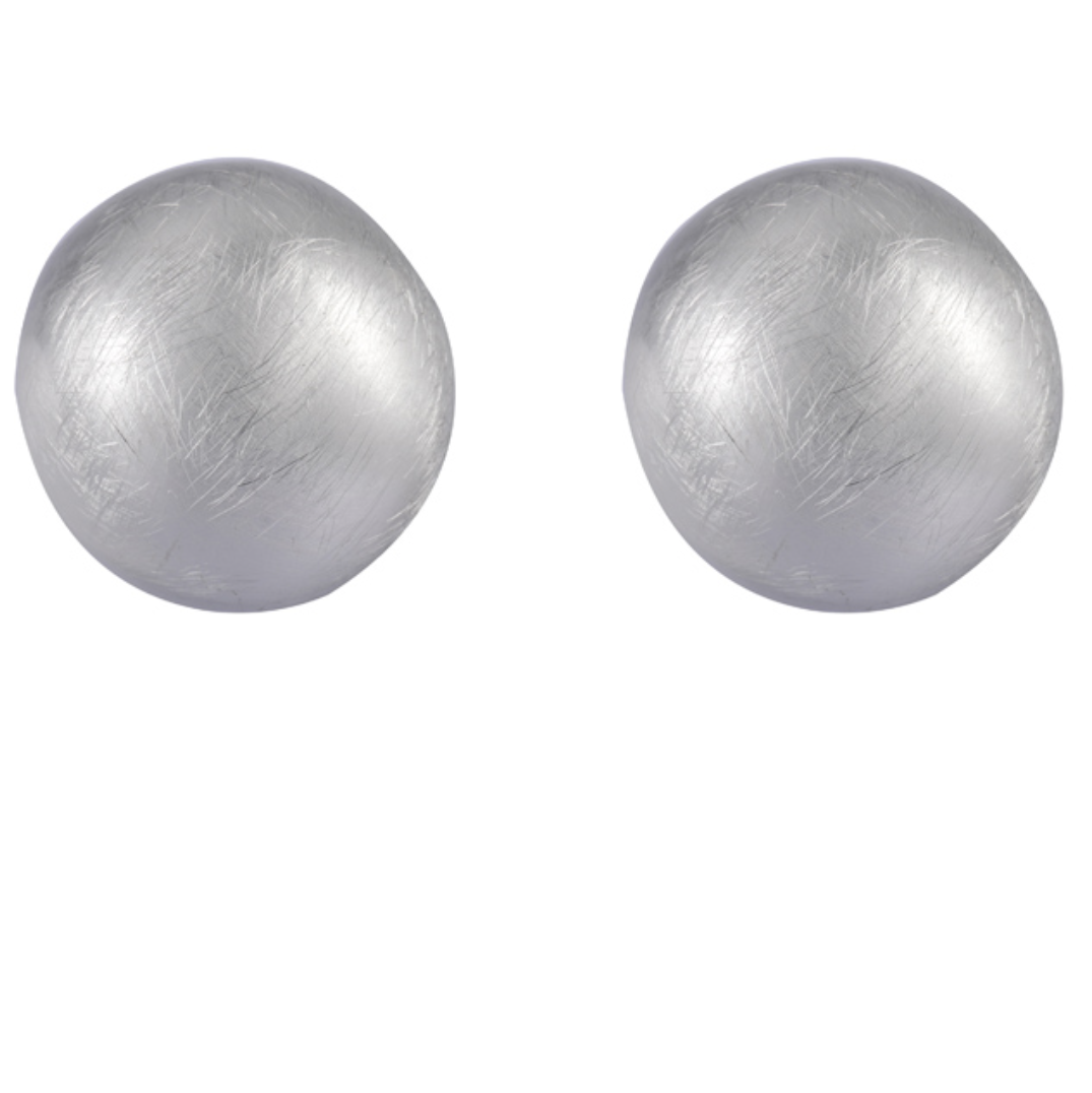 Brushed Silver Domed Stud Earrings