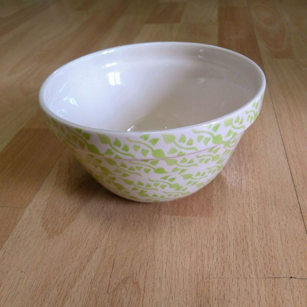 Peregrine Pottery- Small Bowl, Green Leaf Design