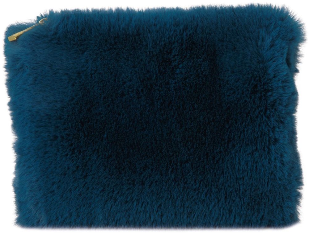 Blue Fluffy Textile Purse