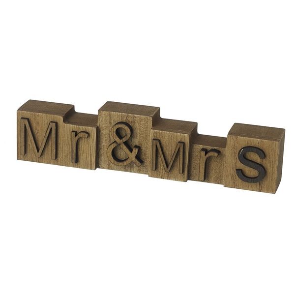 Mr & Mrs Wooden Block Sign