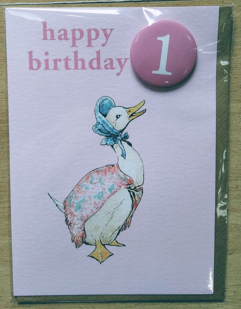 1st Birthday Girl Card Jemima Puddleduck- Beatrix Potter