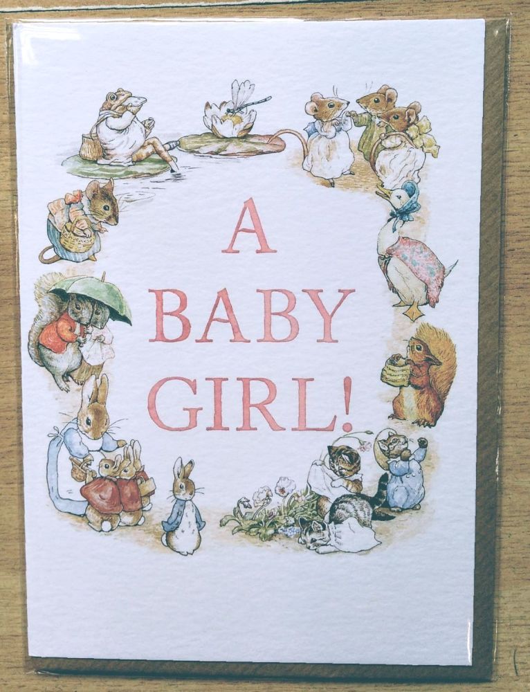Baby Girl Card Peter Rabbit- Beatrix Potter