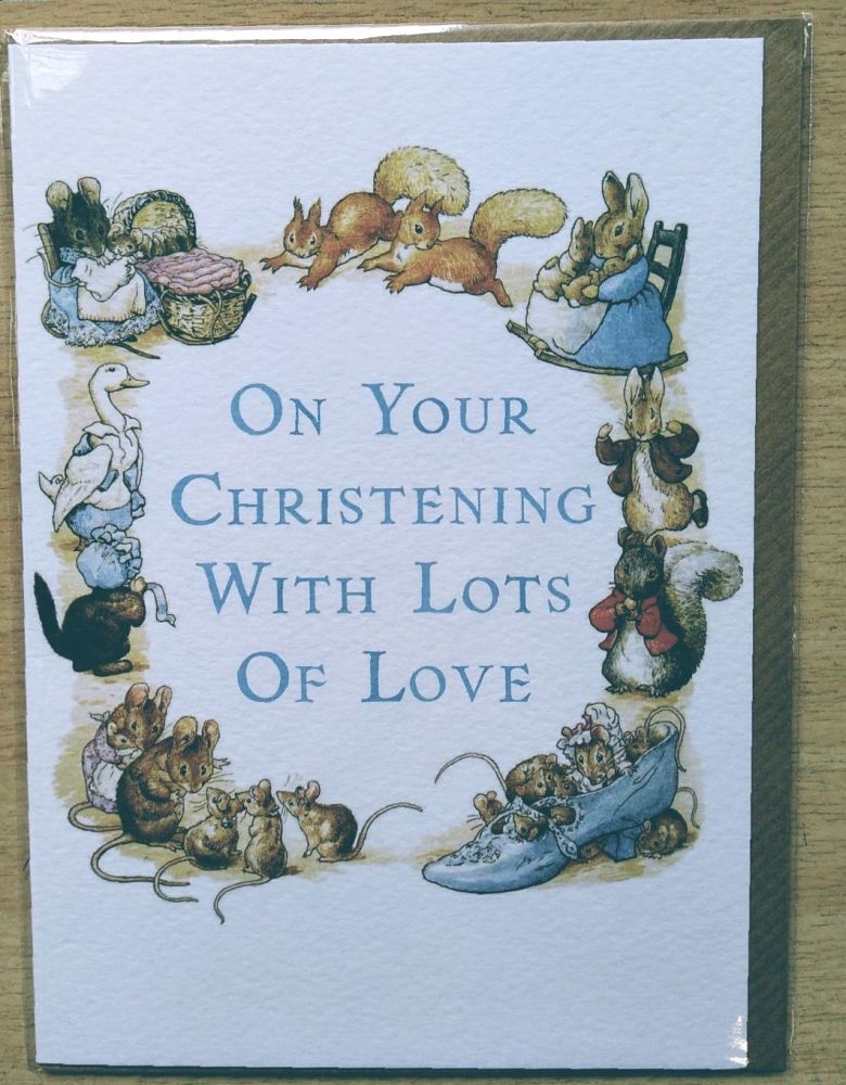 Christening Boy Card Peter Rabbit- Beatrix Potter