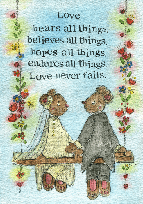 Love never fails (1st Cor 13)- Framed Print 
