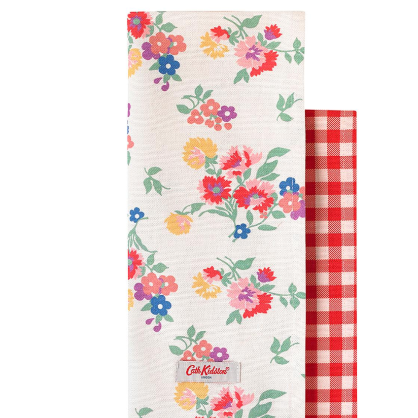 Small Gingham Set of 2 Tea Towels (Summer Floral)
