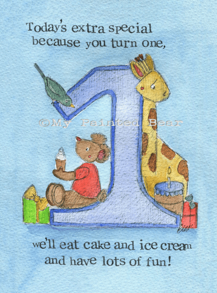 Cake and ice-cream (Boys)- 1st Birthday Card