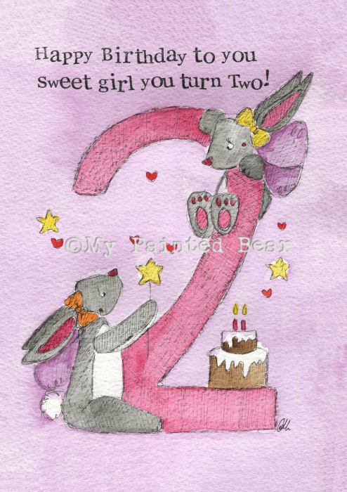 Sweet girl- 2nd Birthday Card