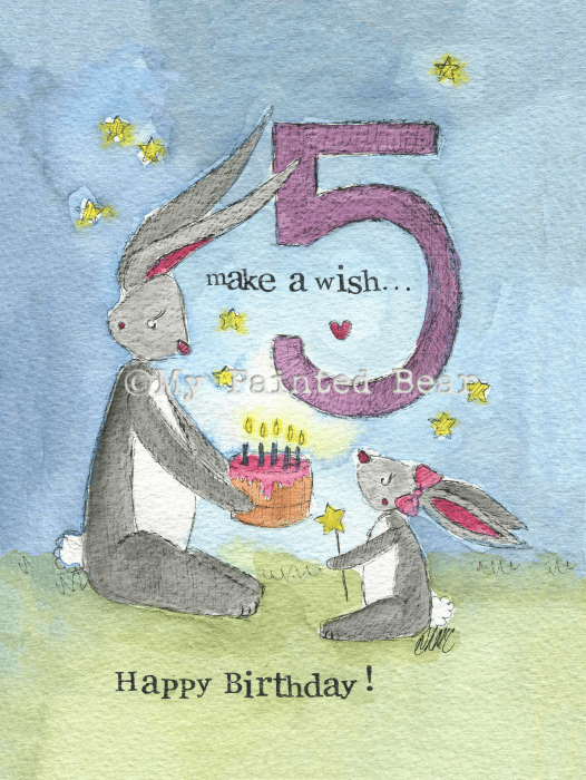 Make a wish- 5th Birthday Card (Girl)