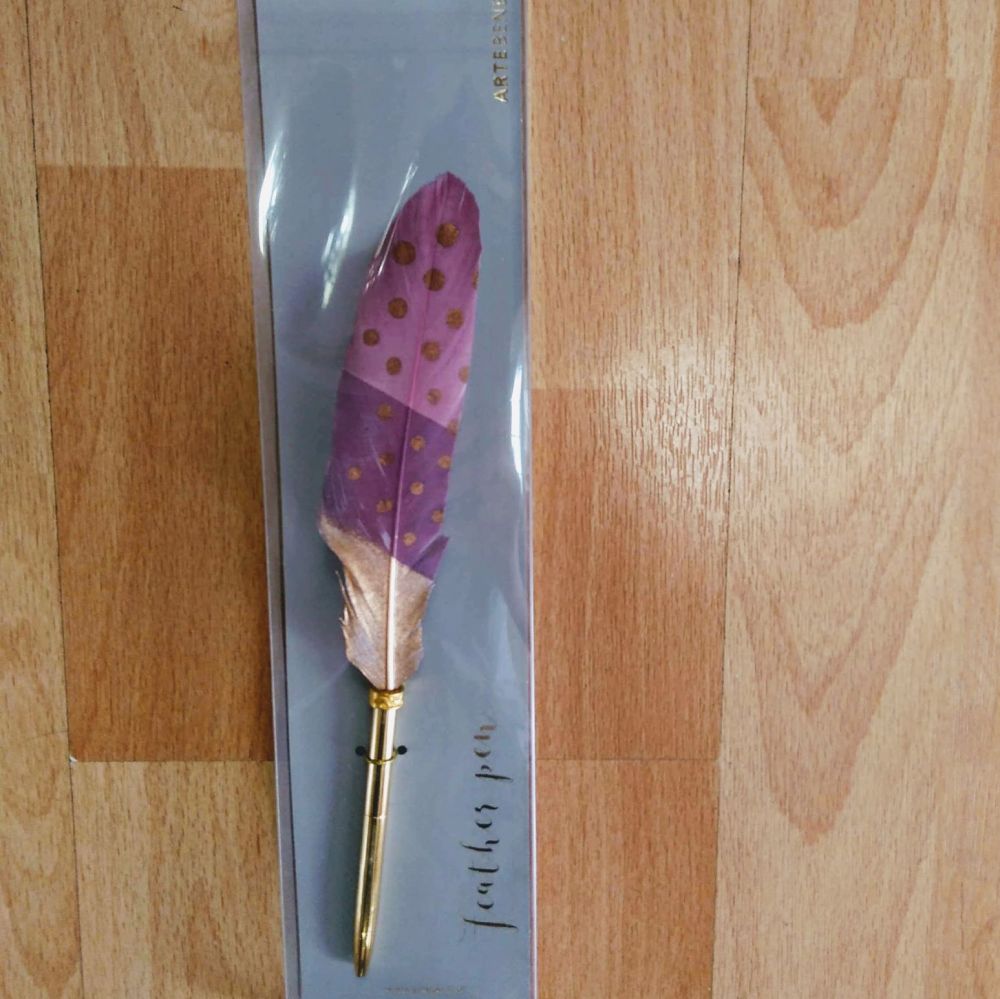 Pink and Gold Feather Pen