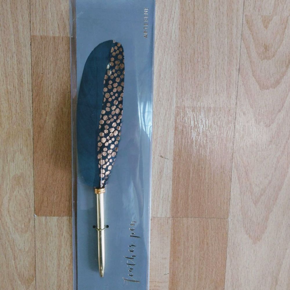 Feather Pen with Gold Spots