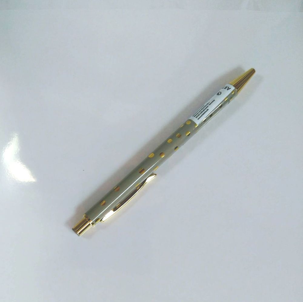 Grey Pen with Gold Spots
