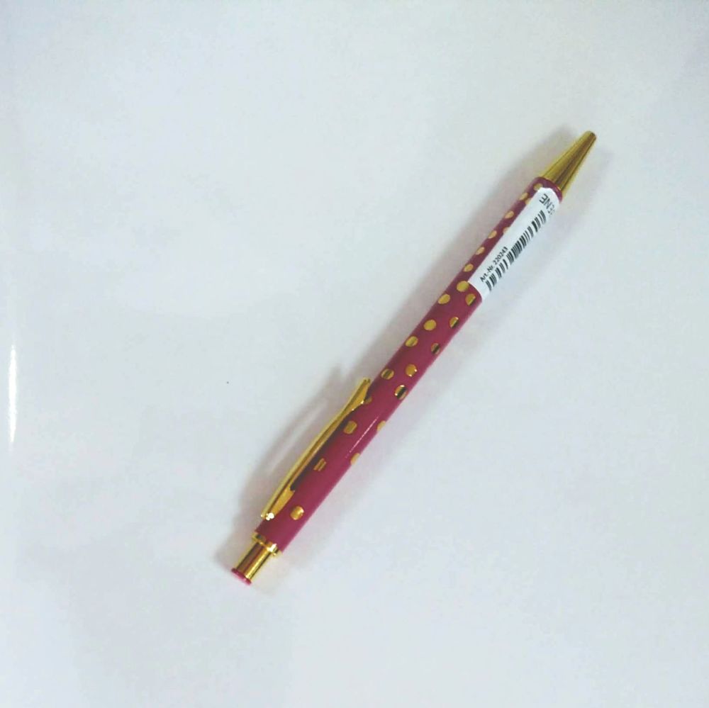 Fuchsia Pink Pen with Gold Spots
