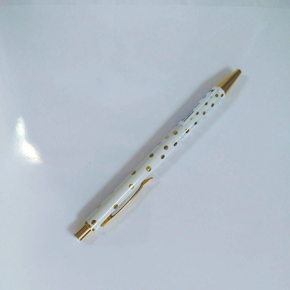 White Pen with Gold Spots