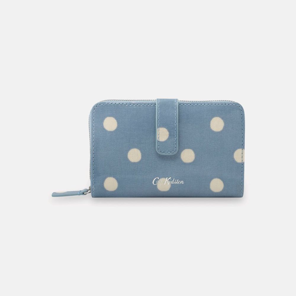 Spot Folded Zip Wallet- Light Blue