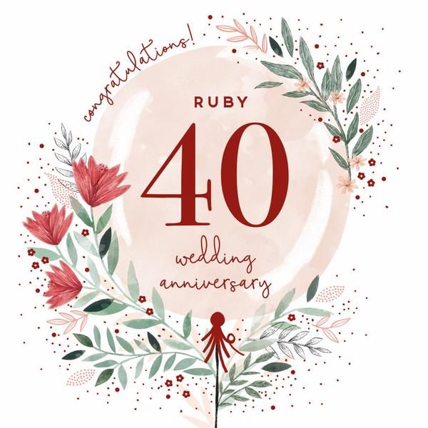 Anniversary Card- 40th (Ruby)