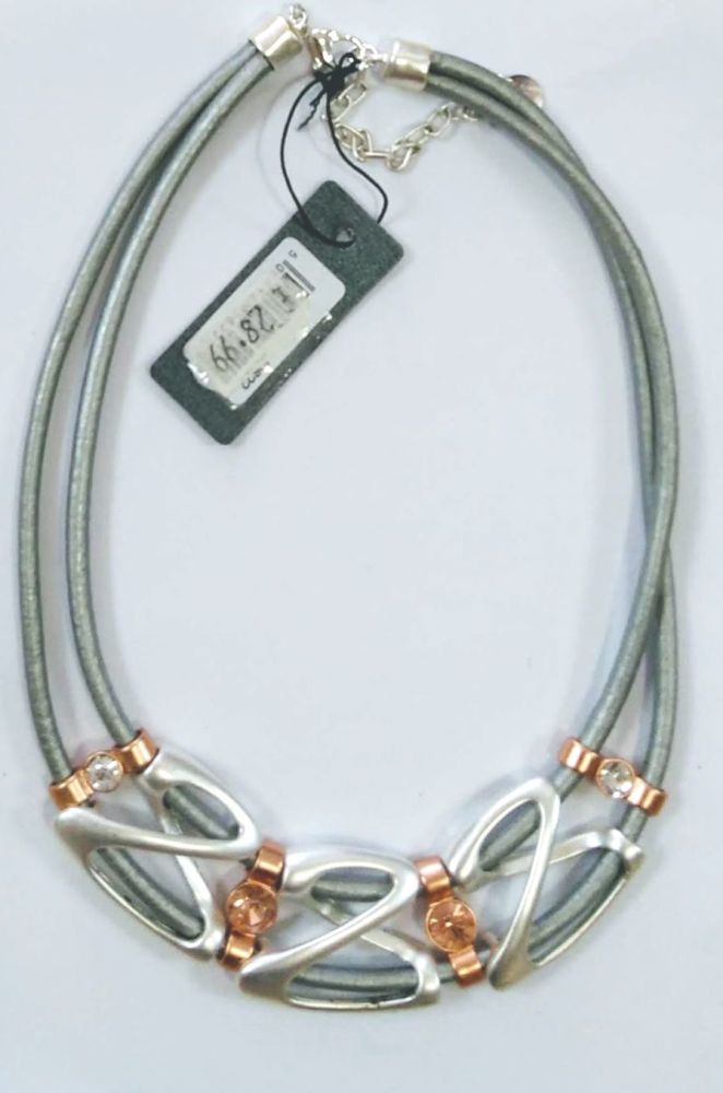 Silver Rope-Style Necklace with Rose Gold