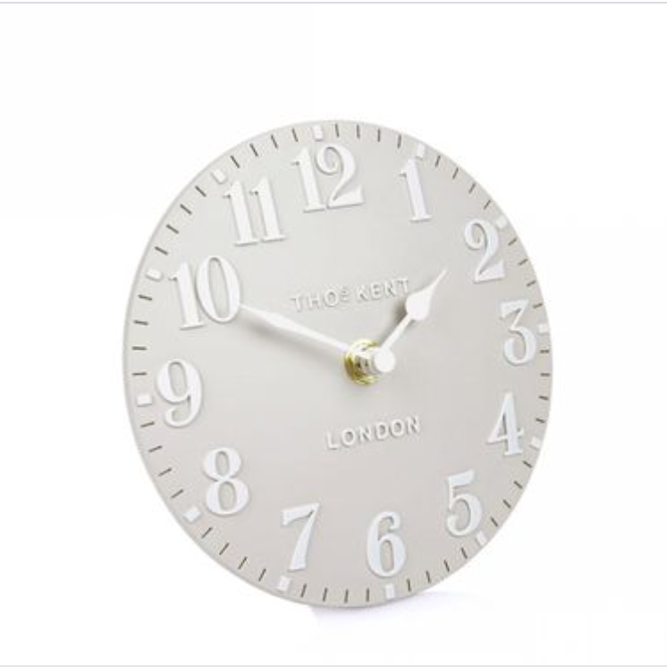 6" Arabic Mantel Clock-  Dove Grey